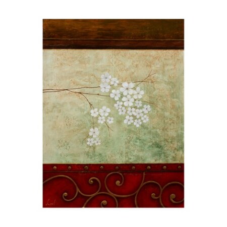Pablo Esteban 'White Flower Green Abstract 1' Canvas Art,18x24